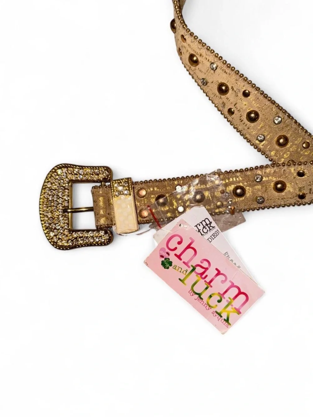 Vintage Y2K Genuine Leather Studded Belt by Charm & Luck | With Tags